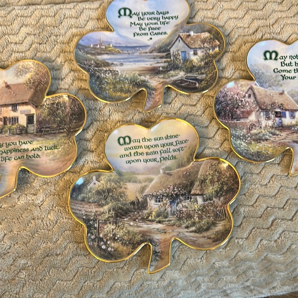 Scenic Shamrock Coaster with Gold Trim